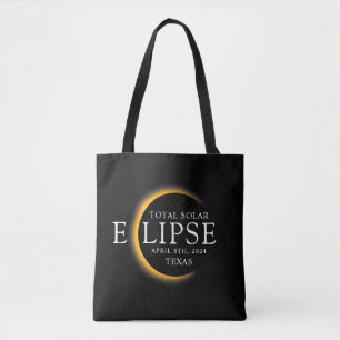 Modern Black & Gold 2024 Texas Total Solar Eclipse Tote Bag