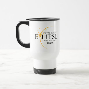 Modern Black & Gold 2024 Texas Total Solar Eclipse Travel Mug
