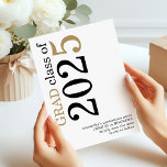 Modern Black Gold 2025 Graduation Save The Date<br><div class="desc">Modern Black Gold Text 2025 White Graduation. Available digitally and printed. A contemporary typographical design with stylish large typography rotated and to the left hand side at the top in black and gold. Easily personalise the rest of the text.</div>