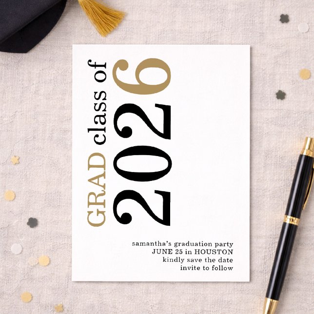 Modern Black Gold 2026 Graduation Save The Date (Creator Uploaded)