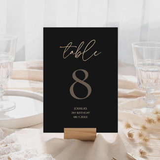 Modern Black Gold 21st Birthday Party Table Number