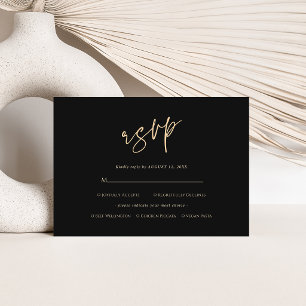 Modern Black Gold 30th, Any Age Birthday RSVP Card