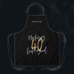 Modern black gold 40th birthday script typography apron<br><div class="desc">Modern black gold 40th birthday script typography design</div>