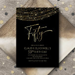 Modern Black Gold 50th Birthday Invitation<br><div class="desc">Celebrate your big day with gold and oodles of style!</div>