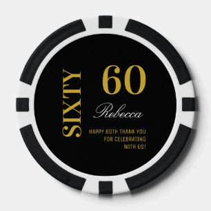 Modern Black & Gold 60th Birthday Cocktail Party Poker Chips