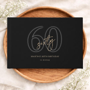 Modern Black Gold 60th Birthday Guest Book