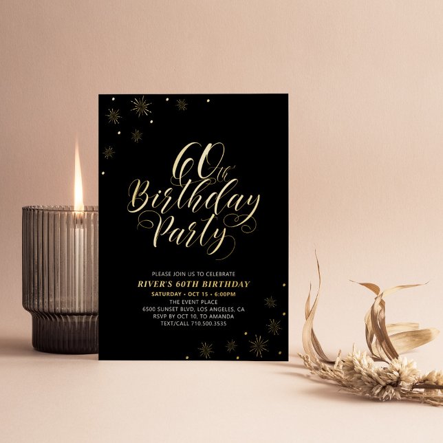 Modern Black & Gold 60th Birthday Party (Creator Uploaded)