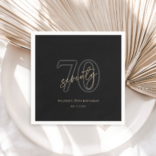 Modern Black Gold 70th Birthday Party Napkin