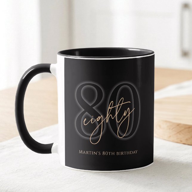 Modern Black Gold 80th Birthday Party Mug (Modern Black Gold 80th Birthday Party Mug)