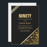 Modern Black Gold 90th Birthday Party Invitation<br><div class="desc">A modern sophisticated black and gold 90th birthday party invitation.</div>