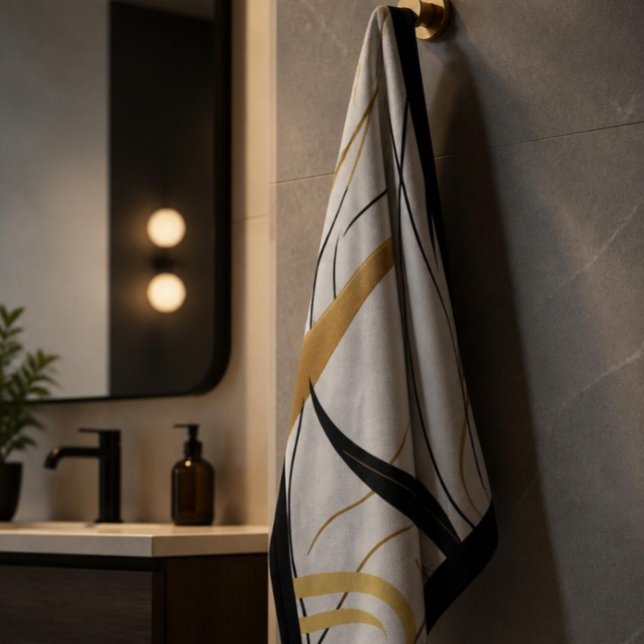 Modern Black & Gold Abstract Hand towel (Creator Uploaded)