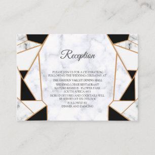 Modern Black Gold Abstract on White Marble Enclosure Card