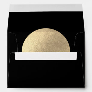 Modern Black & Gold Abstract Wedding Invitation Envelope