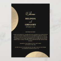 Modern Black & Gold Abstract Wedding Itinerary