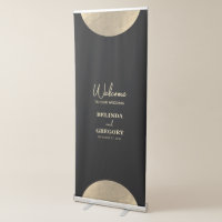 Modern Black & Gold Abstract Wedding Welcome Sign