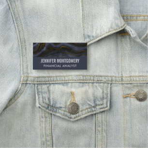 Modern Black & Gold Agate Stone Professional Name Tag