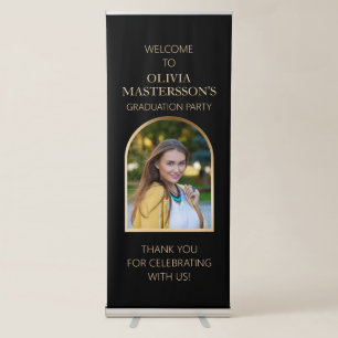 Modern Black Gold Arch Graduation Photo Retractable Banner