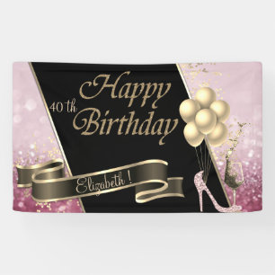Modern Black Gold Balloons,Glass, High Heel Banner