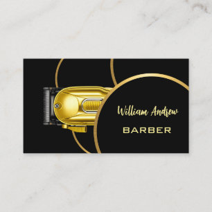 Modern Black Gold Barber Shop Business Card