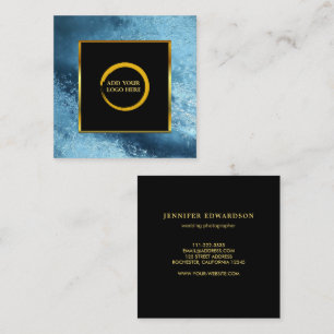 Modern black gold blue ice simple logo square business card