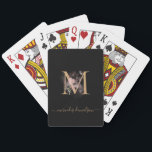 Modern Black Gold Blush Pink Floral Monogrammed    Playing Cards<br><div class="desc">Modern black and gold design with a blush pink transparent floral pattern.  Easily customise your Name of choice in a trendy calligraphy script along with your initialled monogram of choice.</div>