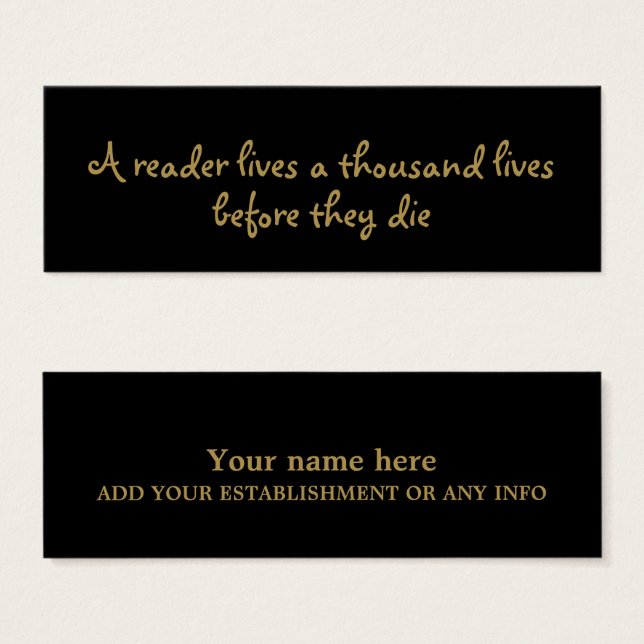 Modern Black & Gold Bookmark (Front & Back)
