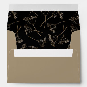 Modern Black & Gold Botanical Return Address  Envelope
