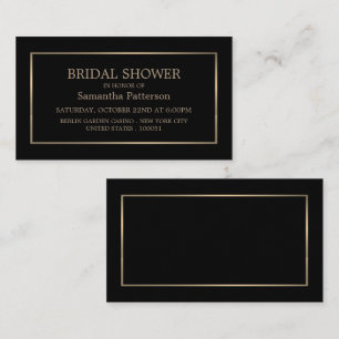 Modern Black & Gold Bridal Shower Ticket Invite