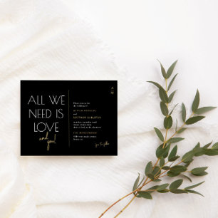 Modern Black + Gold Budget Wedding Invitation