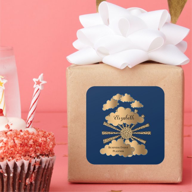 Modern Black Gold Business Corporate Custom Square Sticker (Party)