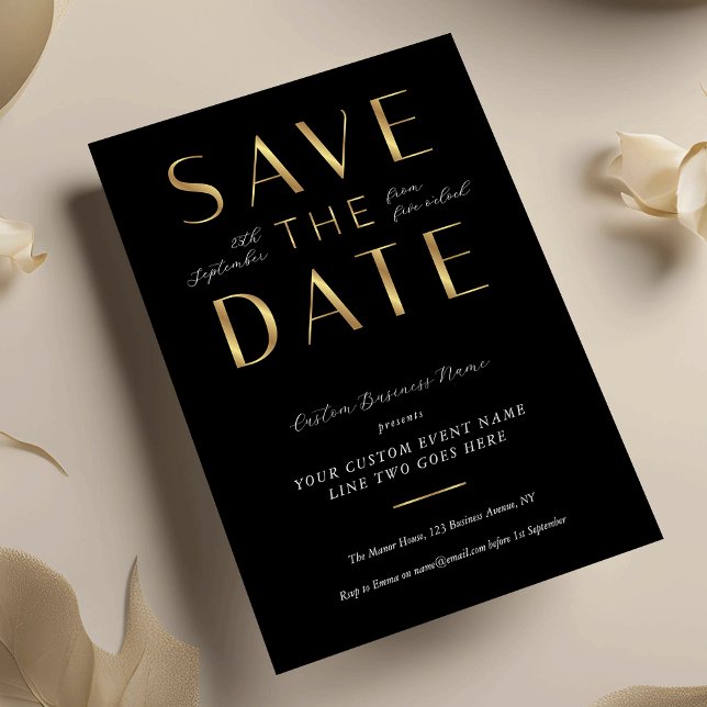 Modern Black & Gold Business Event Corporate Save The Date (Creator Uploaded)