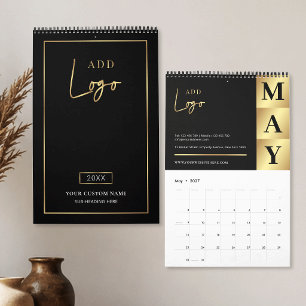 Modern Black & Gold Business Logo Branded 2027 Calendar