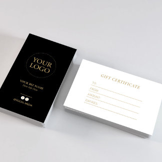 Modern Black & Gold Business Logo Gift Certificate