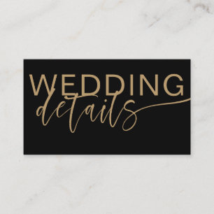 Modern Black & Gold Calligraphy Wedding Details  Enclosure Card