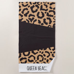 Modern Black Gold Cheetah Leopard Animal Print Beach Towel