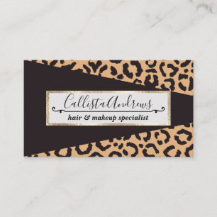 Modern Black Gold Cheetah Leopard Animal Print Business Card