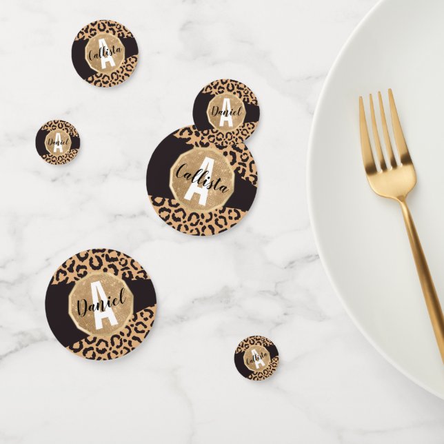 Modern Black Gold Cheetah Leopard Animal Print Confetti (Group)