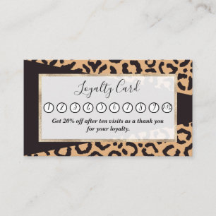 Modern Black Gold Cheetah Leopard Animal Print Loyalty Card