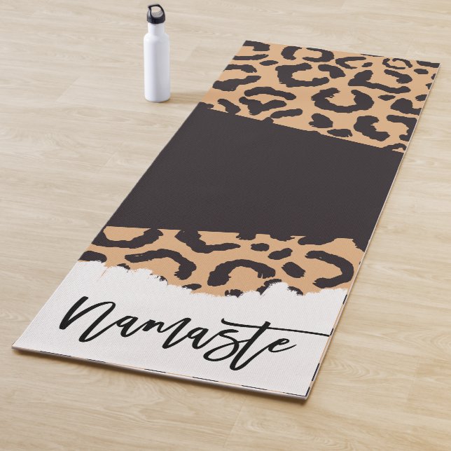 Modern Black Gold Cheetah Leopard Animal Print Yoga Mat (In Situ)