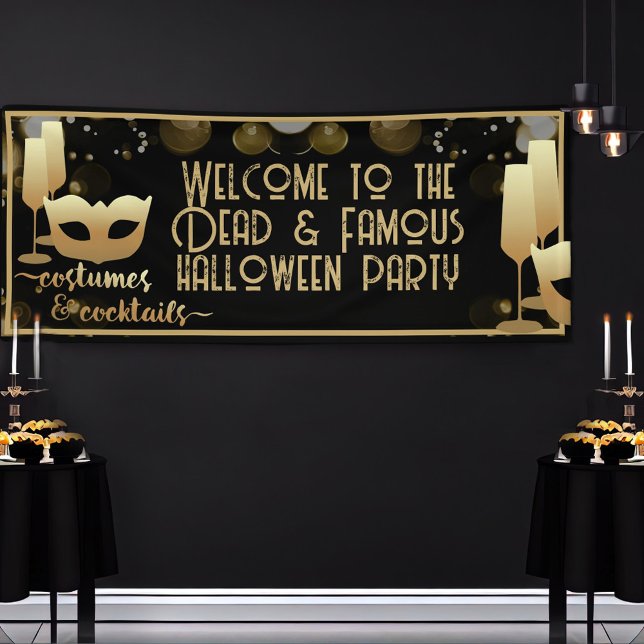 Modern Black Gold Chic Adult Glam Halloween Party  Banner (Creator Uploaded)