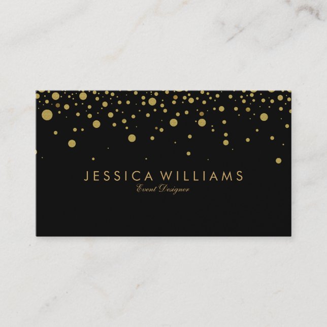 Modern Black & Gold Circles Burst Business Card (Front)