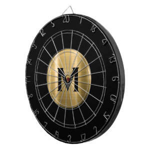 Modern Black Gold Classic Monogram Dartboard