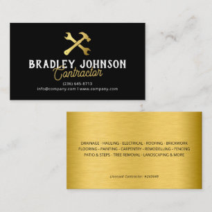 Modern Black Gold Construction Building Business Card