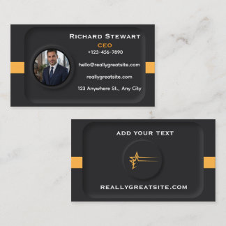 Modern Black & Gold Corporate CEO Photo Business Card