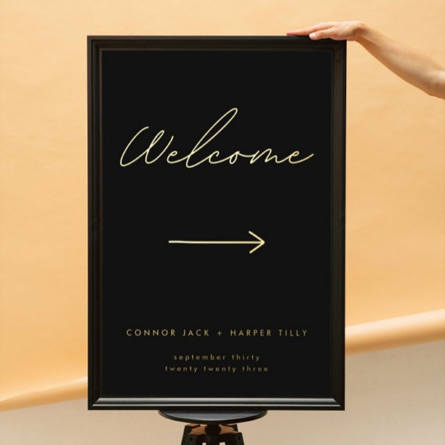 Modern Black Gold Directional Welcome Foil Prints (Creator Uploaded)