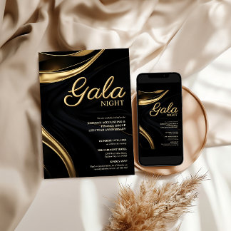 Modern Black Gold Editable Business Gala Invite