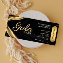 Modern Black Gold Editable Business Gala Ticket