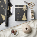 Modern Black & Gold Elegant Christmas Tree Pattern Wrapping Paper<br><div class="desc">Add a touch of elegance when you wrap presents this holiday season by using this modern and sophisticated Christmas wrapping paper. This design features a black background with beautiful Christmas trees that have stars on top. Snowflakes and confetti flourishes complete this Xmas gift wrap.</div>