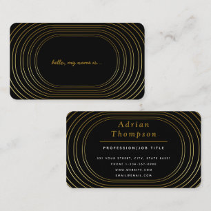 Modern Black & Gold Elegant Hello  Business Card