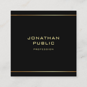 Modern Black & Gold Elegant Professional Template Square Business Card